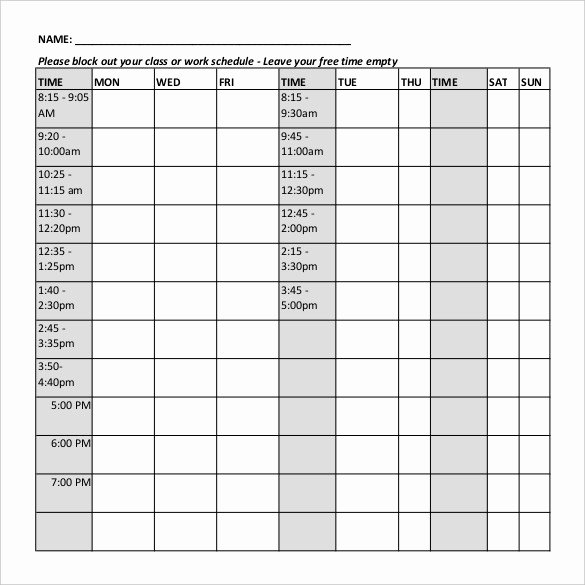 Class Schedule Template Word Elegant Class Schedule Template 36 Free Word Excel Documents
