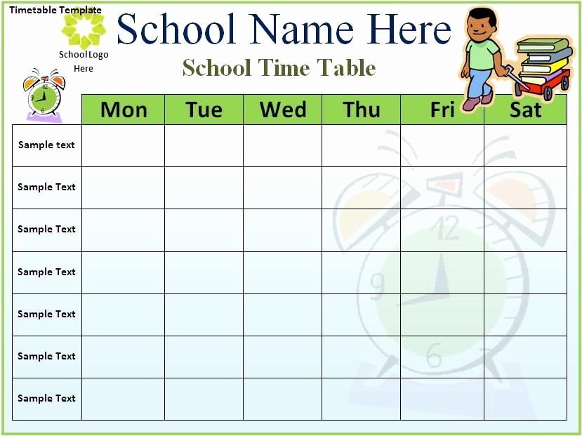 Class Schedule Template Word Fresh Time Table Printable Template