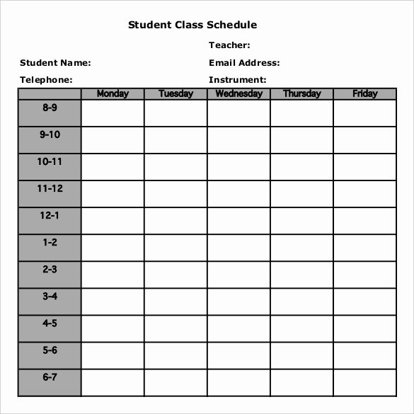 Class Schedule Template Word Inspirational Class Schedule Template 36 Free Word Excel Documents