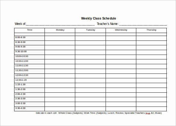 Class Schedule Template Word Inspirational Class Schedule Template 9 Download Free Documents In