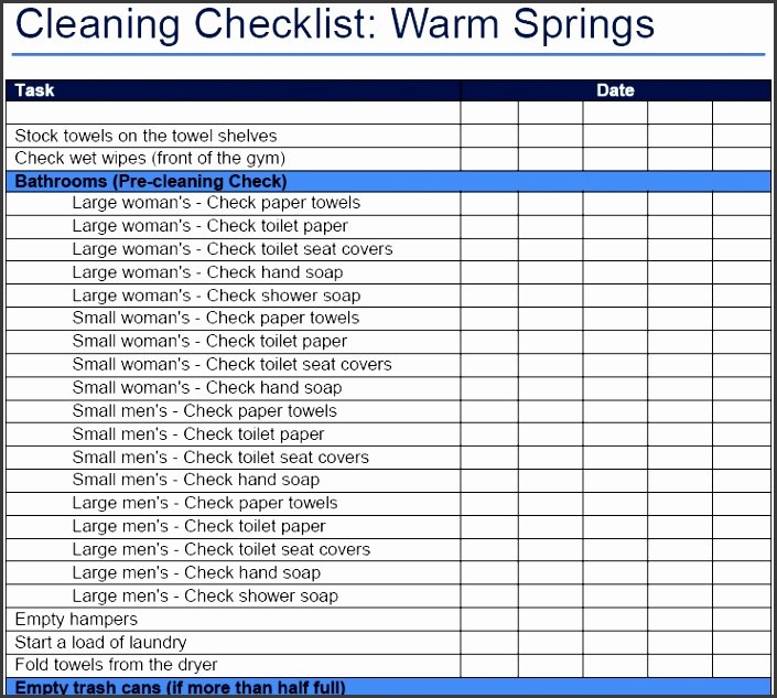 Cleaning Schedule Template Excel Awesome 10 Cleaning Checklist Template Sampletemplatess