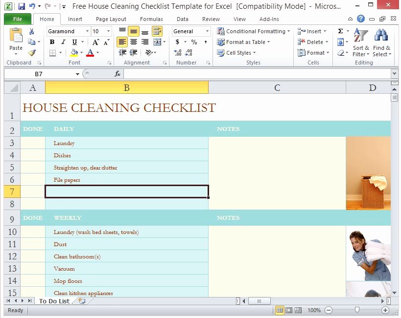 Cleaning Schedule Template Excel Awesome Housekeeping Checklist format for Fice In Excel