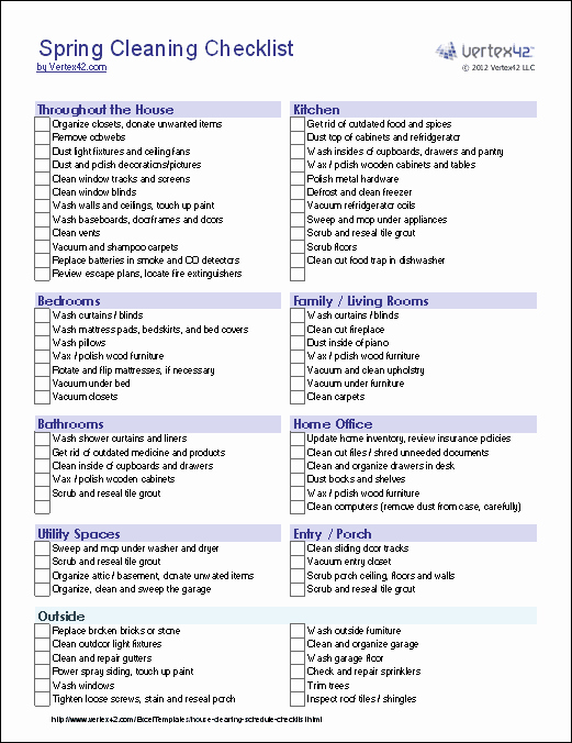 Cleaning Schedule Template Excel Awesome Spring Cleaning Checklist Template for Excel