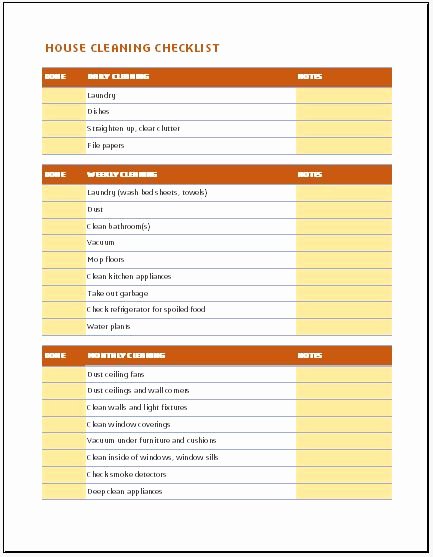 Cleaning Schedule Template Excel Best Of Daily Weekly &amp; Monthly House Cleaning Checklist