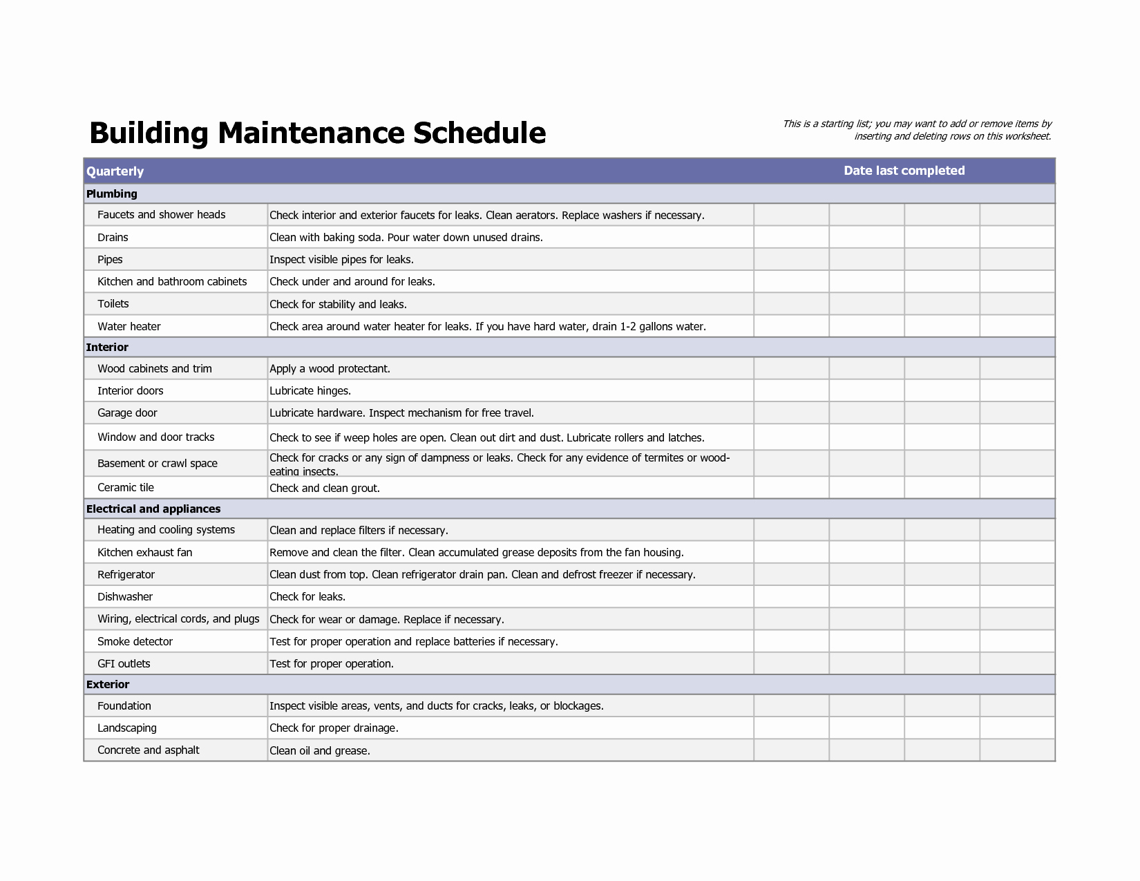 Cleaning Schedule Template Excel Elegant Building Maintenance Schedule Excel Template In 2019