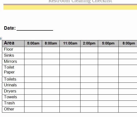 Cleaning Schedule Template Excel Fresh Restroom Cleaning Checklist My Excel Templates