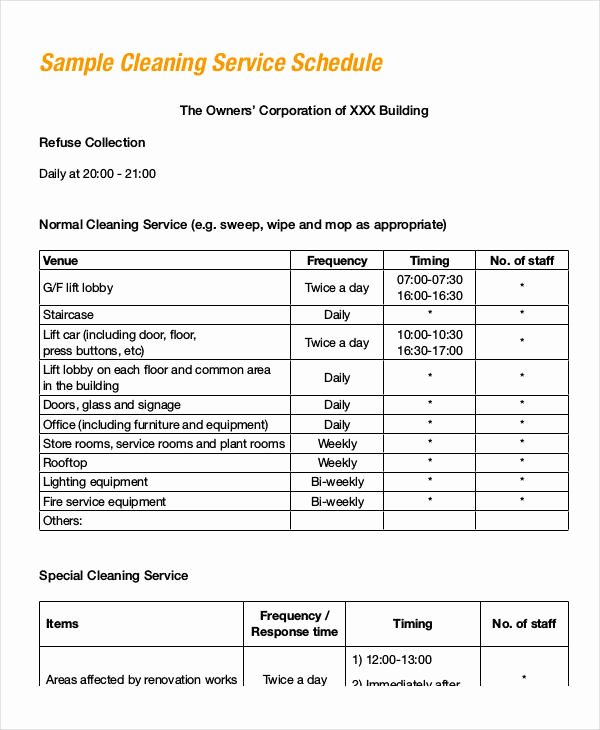 Cleaning Schedule Template Excel Luxury Daily Fice Cleaning Checklist Excel – Planner Template Free