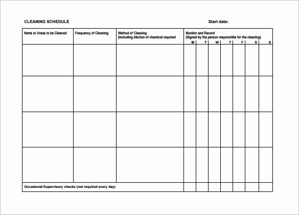 Cleaning Schedule Template Excel Unique Cleaning Schedule Template