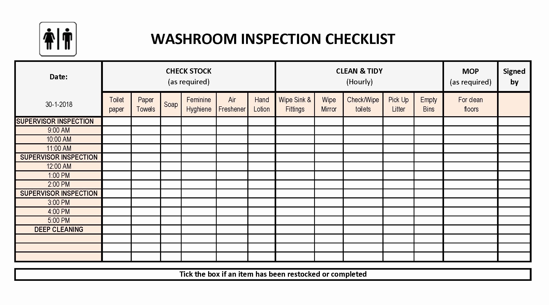 Cleaning Schedule Template Excel Unique Public Restroom Cleaning Checklists