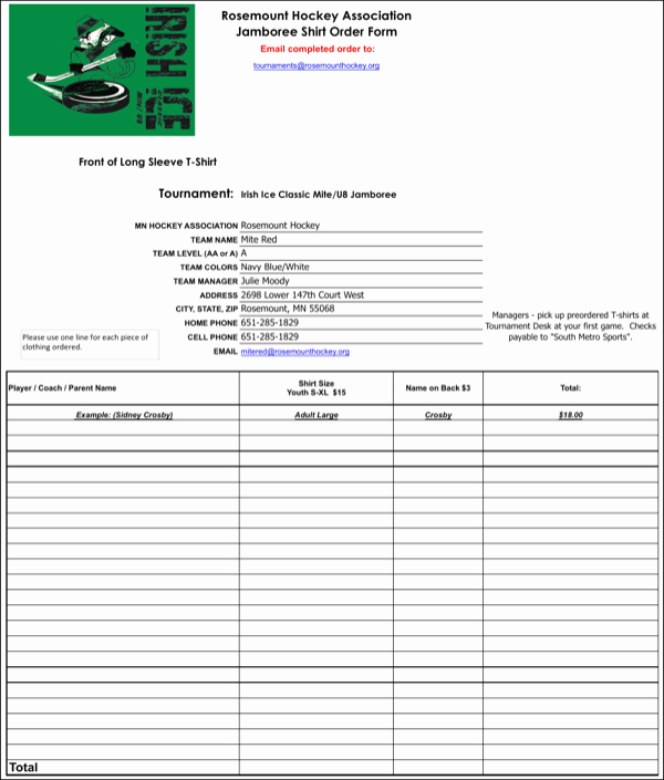 Clothing order form Template Excel Beautiful Download T Shirt order form Template Excel for Free