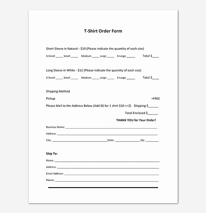 Clothing order form Template Excel Elegant T Shirt order form Template 17 Word Excel Pdf