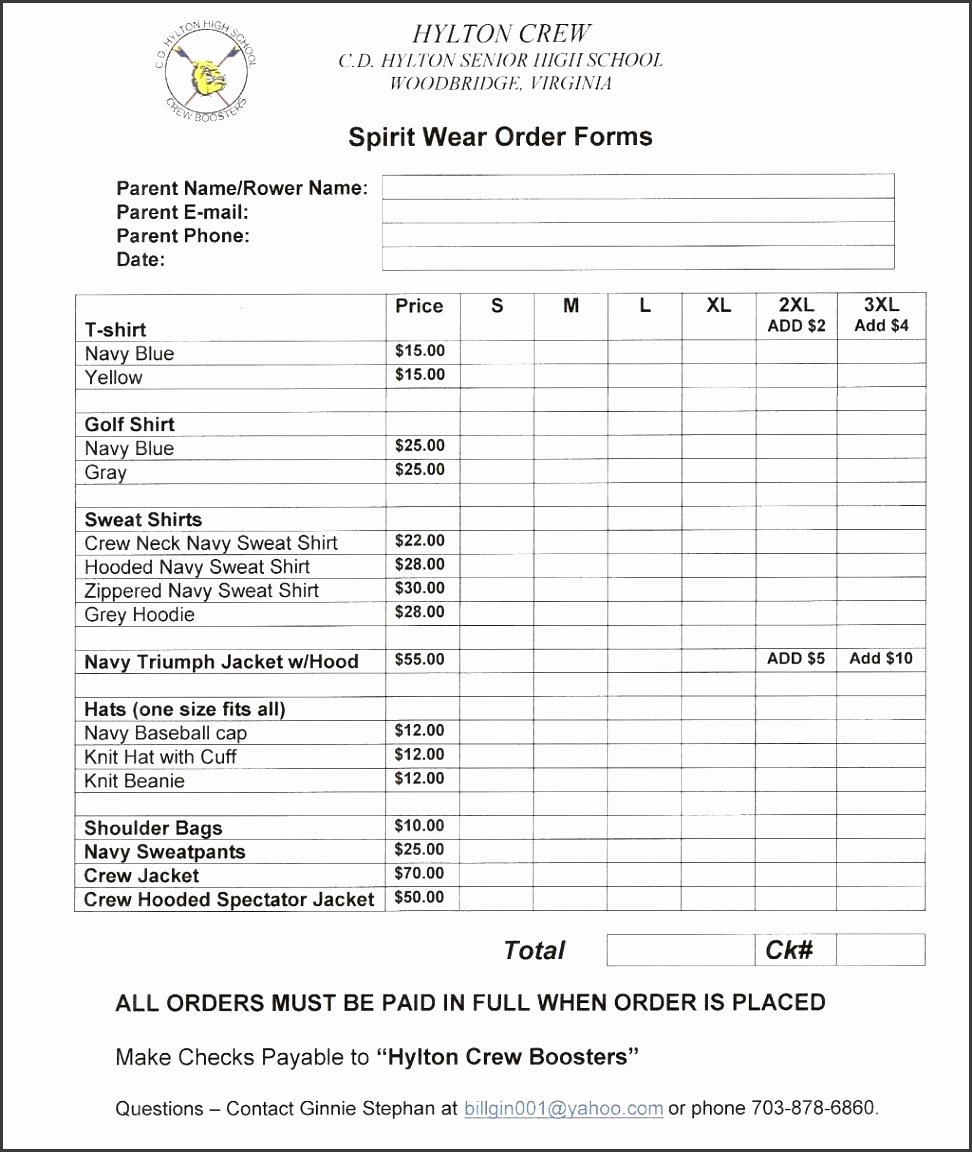 Clothing order form Template Excel Inspirational 7 Blank Clothing order form Template Sampletemplatess