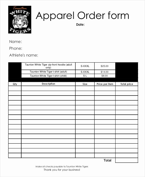 Clothing order form Template Excel New 12 Apparel order forms Free Sample Example format