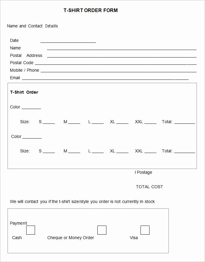 Clothing order form Template Free Elegant Blank T Shirt order form – Emmamcintyrephotography