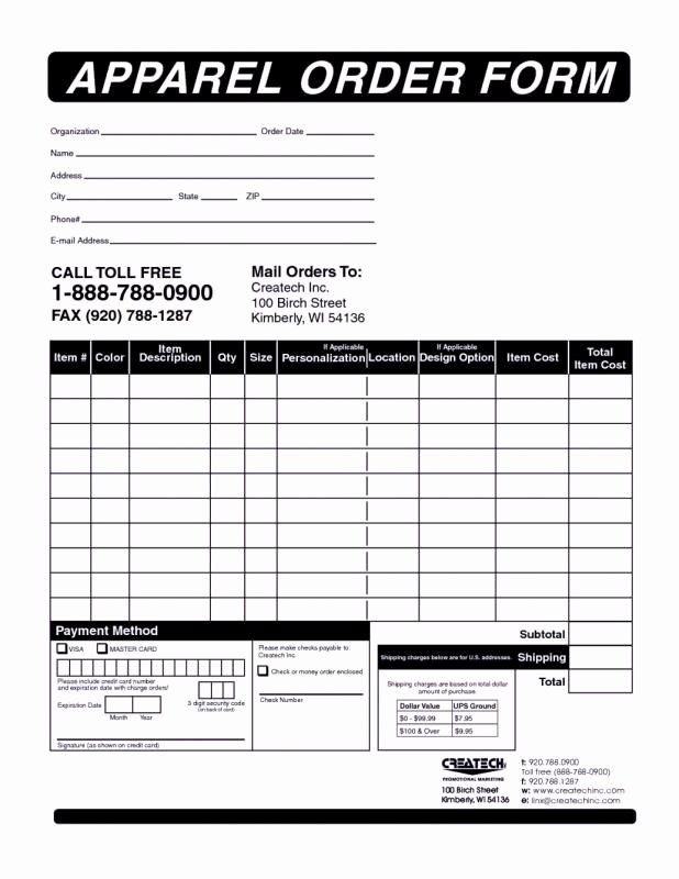 Clothing order form Template Free Lovely Apparel order form Template Template