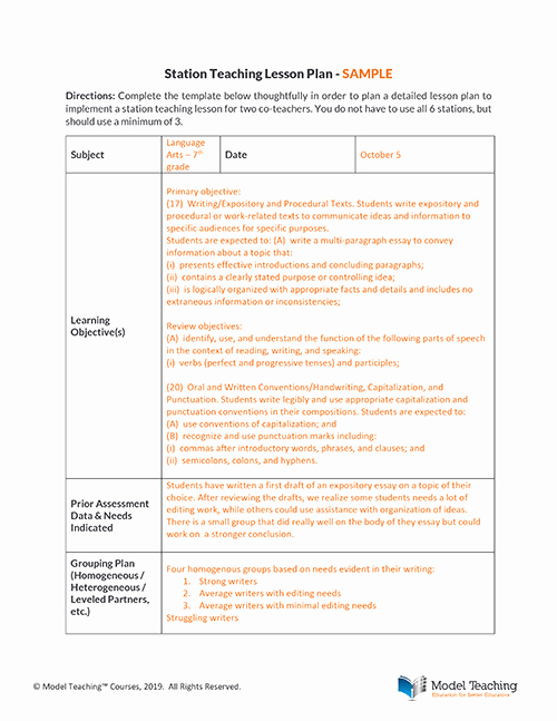 Co Teaching Lesson Plan Template New Station Teaching and Alternative Teaching Two Effective