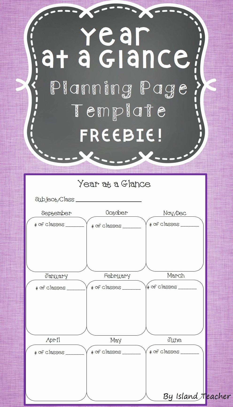 Co Teaching Planning Template Lovely Year at A Glance Planning Page Template Freebie