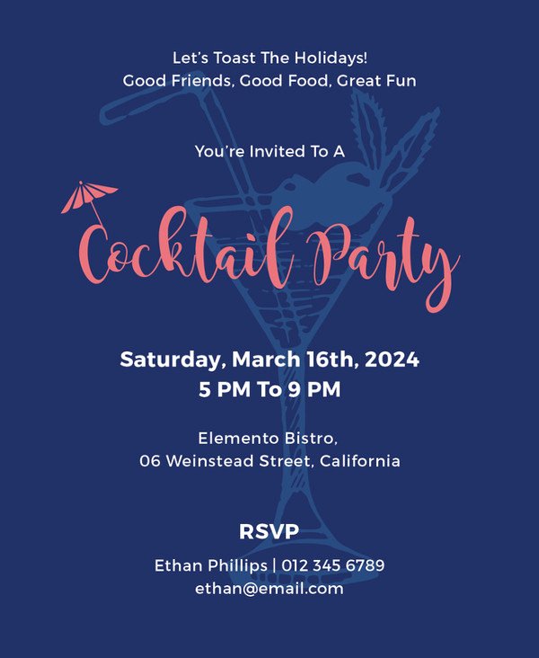 Cocktail Party Invitation Template Best Of Invitation Card Template 27 Free Sample Example format