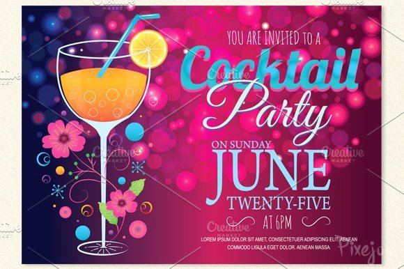 Cocktail Party Invitation Template Elegant Cocktail Party Invitation Card Postcard Templates