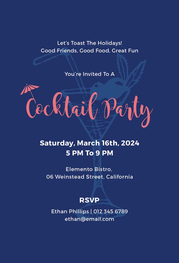 Cocktail Party Invitation Template Inspirational Cocktail Party Invitation Templates 10 Free Psd Vector