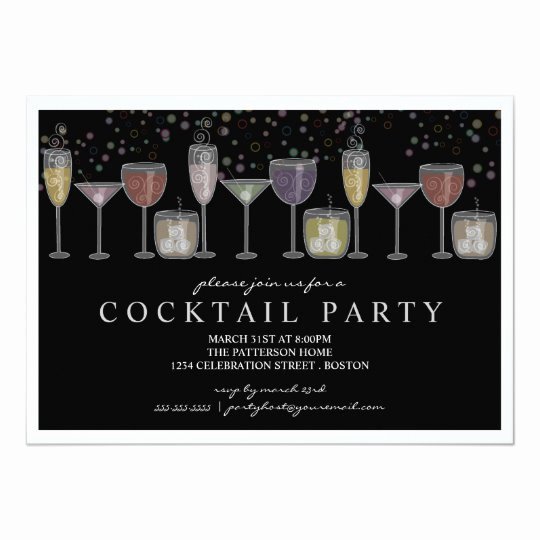 Cocktail Party Invitation Template Luxury Retro Drinks and Bubbles Cocktail Party Invitation