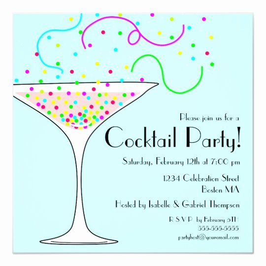 Cocktail Party Invitation Template Unique Confetti Cocktail Party Invitation