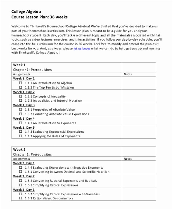 College Course Planning Template Beautiful 47 Lesson Plan Samples