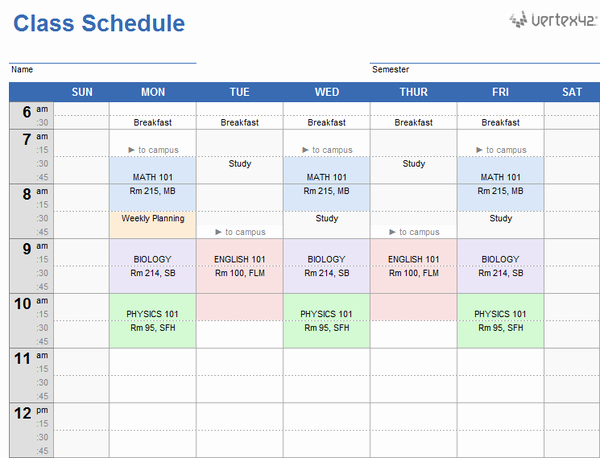 College Course Planning Template Inspirational 20 Plantillas Gratis De Horarios Para El Colegio En Excel