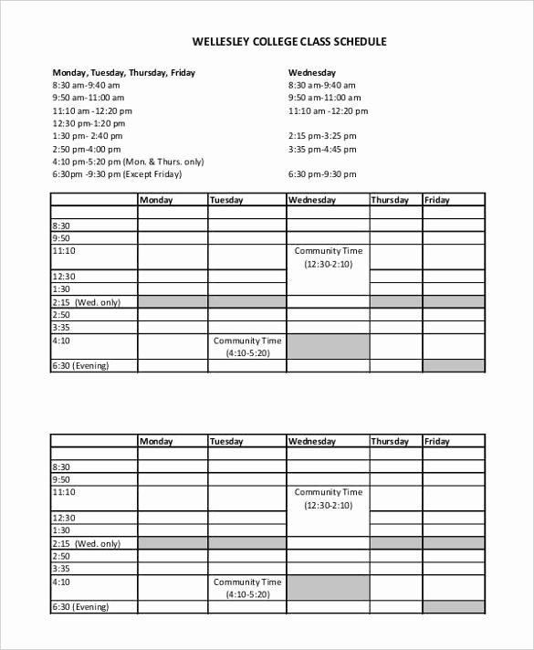 College Course Planning Template Unique 3 College Class Schedule Templates Doc Pdf