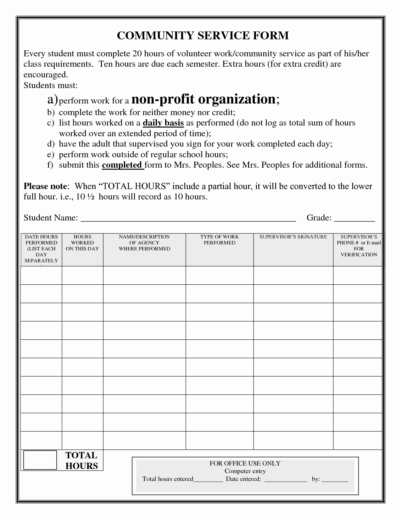 Community Service Hours form Template Awesome Quotes About Service Hours 48 Quotes