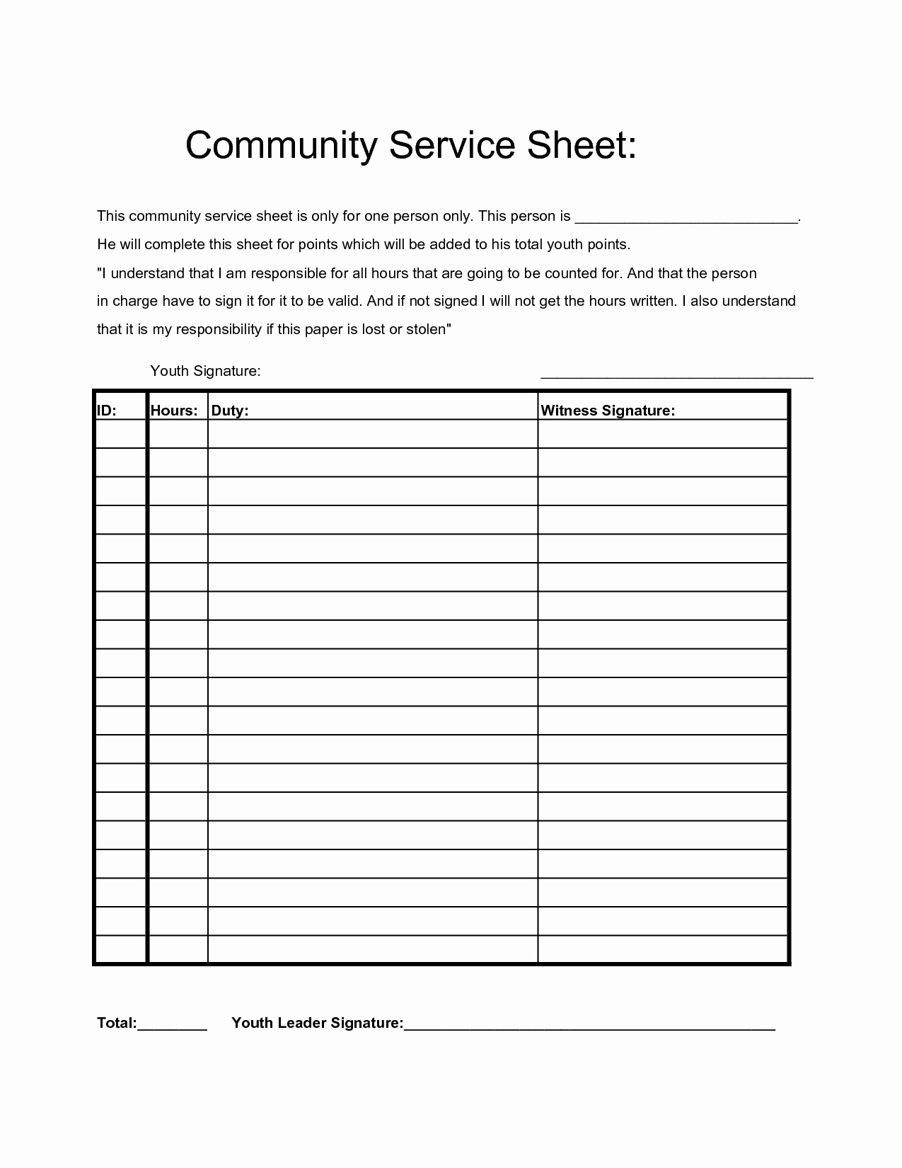 Community Service Hours form Template Beautiful Munity Service Hours Sheet