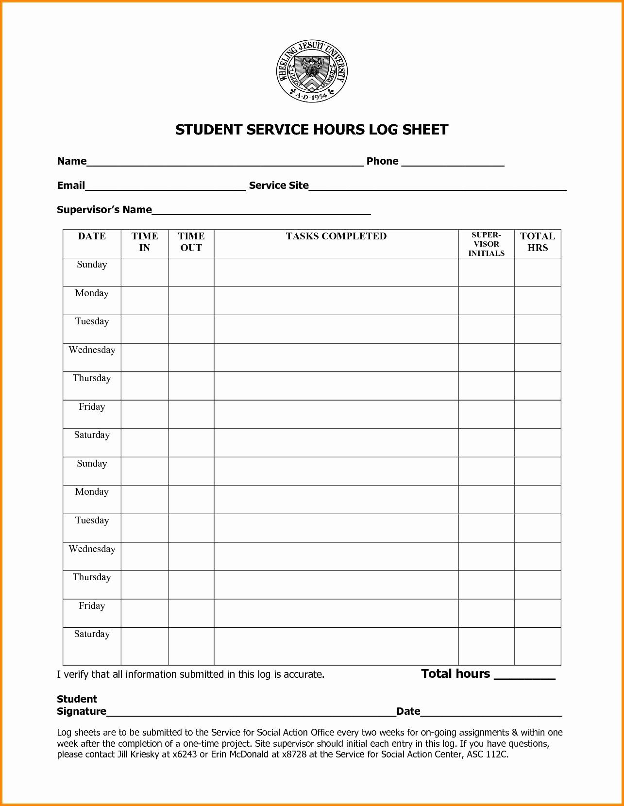 Community Service Hours form Template Fresh 13 Unique Blank Munity Service Hours form Maotme Life