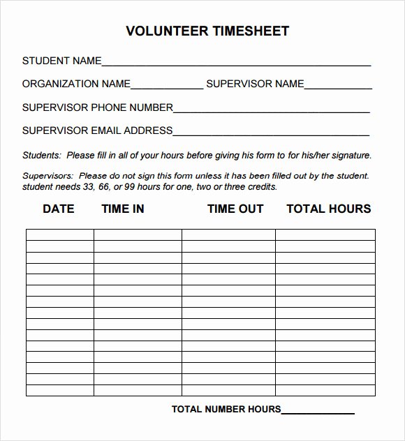 Community Service Hours form Template Inspirational Free 10 Volunteer Timesheet Samples In Google Docs