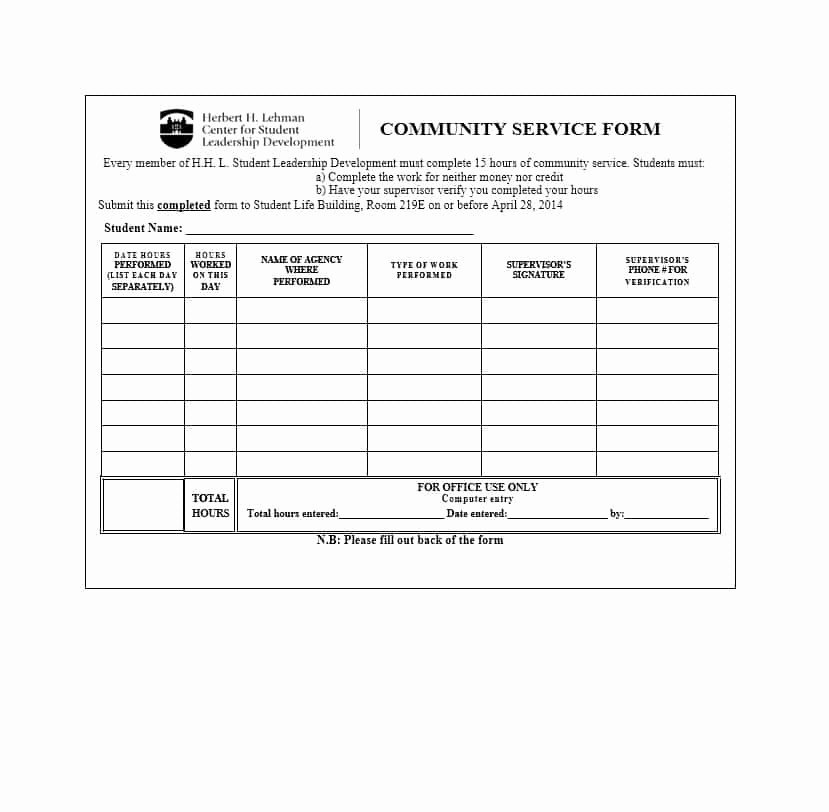Community Service Hours form Template Inspirational Munity Service Letter 40 Templates [ Pletion