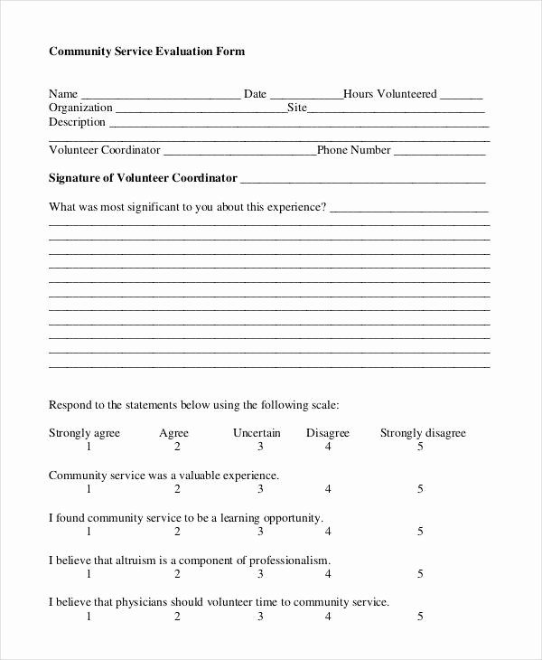 Community Service Hours form Template New Free 35 Service form In Templates