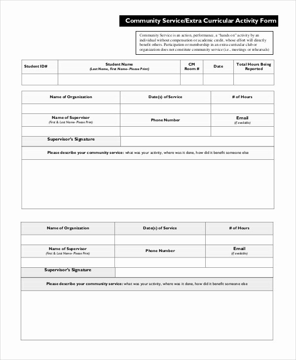 Community Service Hours form Template New Sample Munity Service form 10 Examples In Pdf Word
