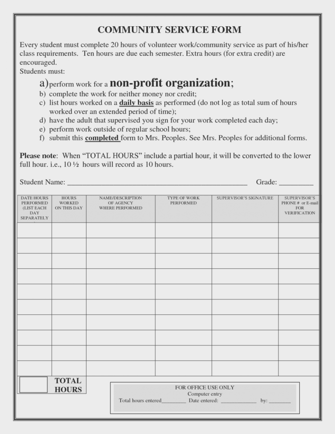 Community Service Hours form Template New Ten Easy Ways to