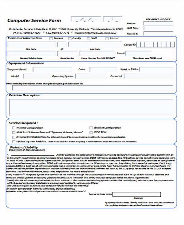 Computer Repair forms Template Beautiful 39 Free Receipt forms