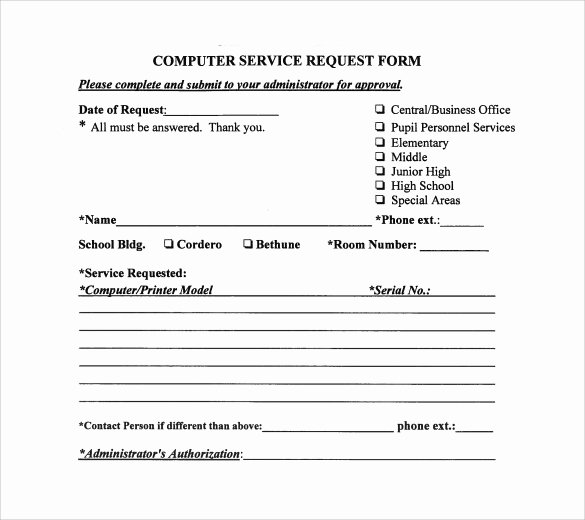 Computer Repair forms Template Beautiful Sample Puter Service Request form 12 Download Free