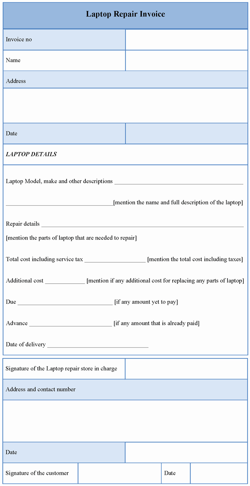 Computer Repair forms Template Elegant Puter Repair forms Free Printable Documents