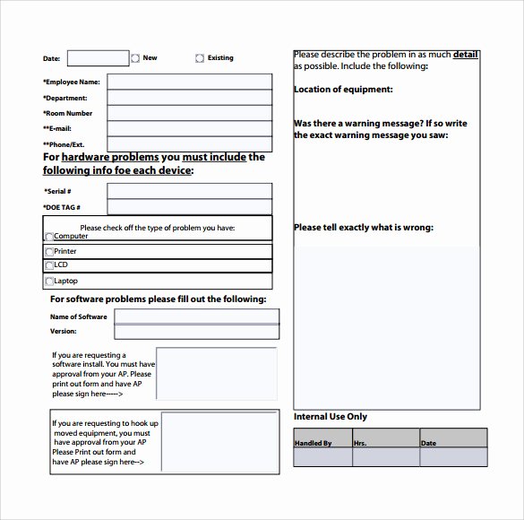 Computer Repair forms Template Fresh Sample Puter Service Request form 12 Download Free