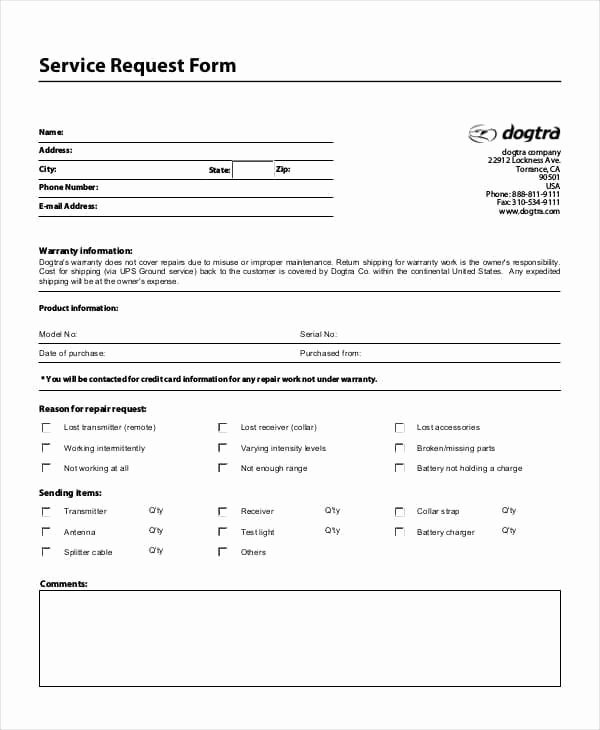 Computer Repair forms Template Inspirational Service Request form Template 6