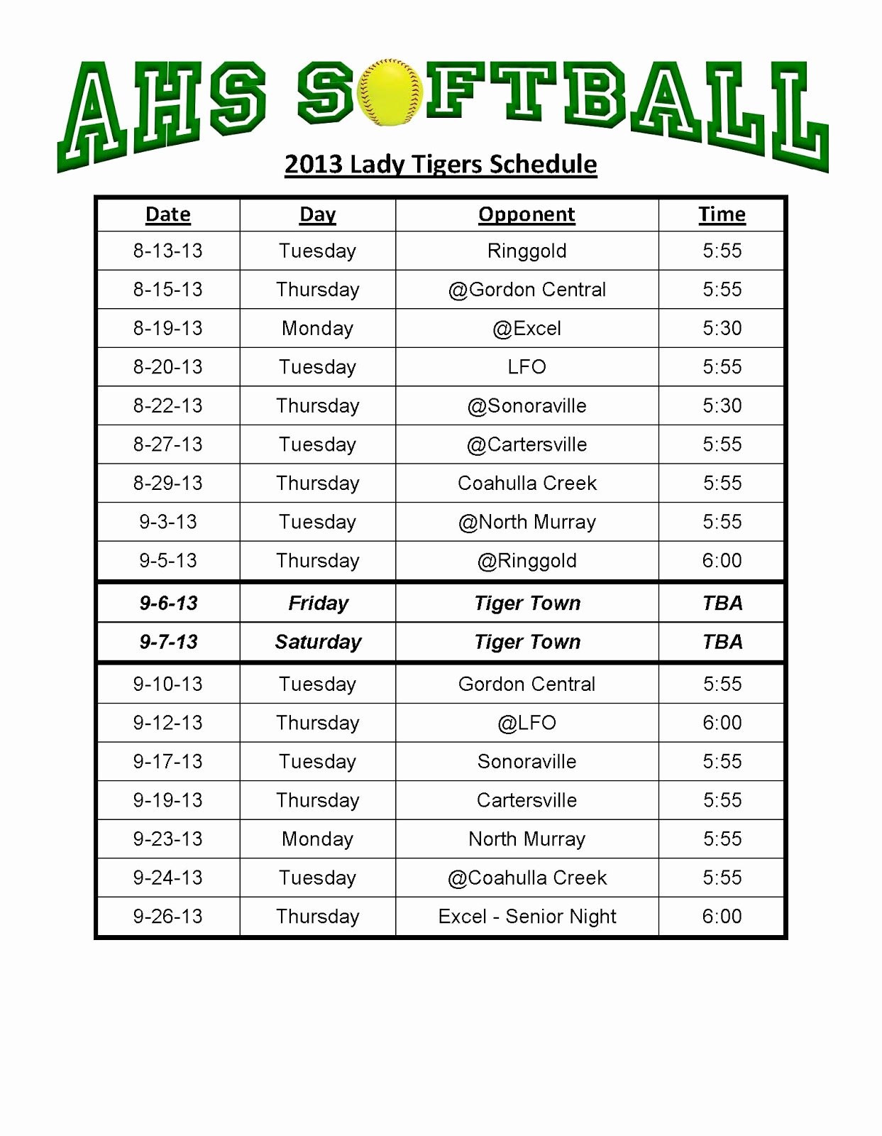 Concession Stand Schedule Template Inspirational Ahs softball