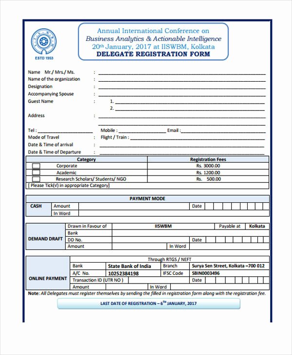 Conference Registration form Template Word Beautiful Free 20 Conference Registration form Examples In Pdf