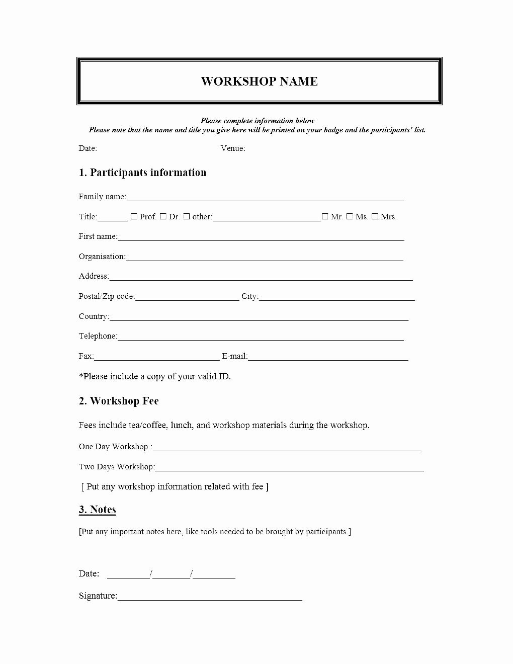 Conference Registration form Template Word Inspirational event Registration form Template Microsoft Word