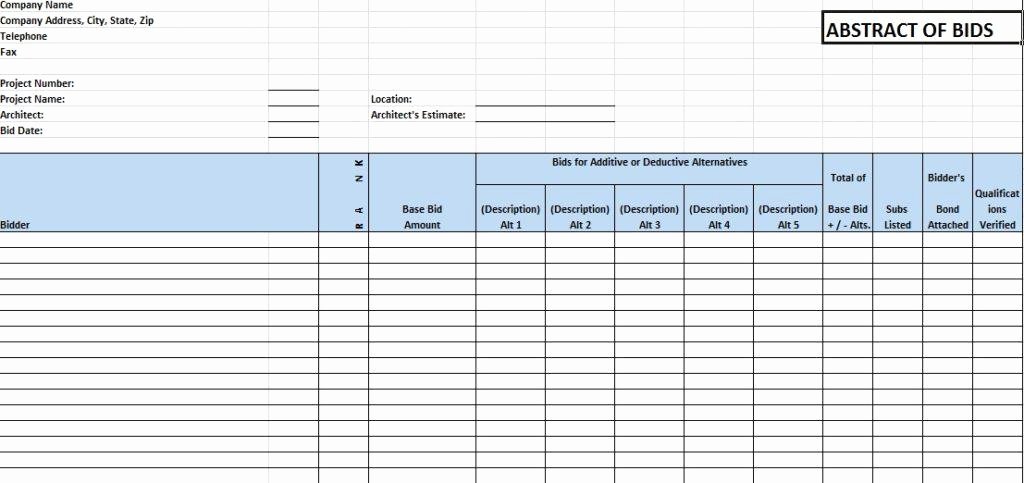 Construction Bid form Template Awesome Construction Bid Template Archives