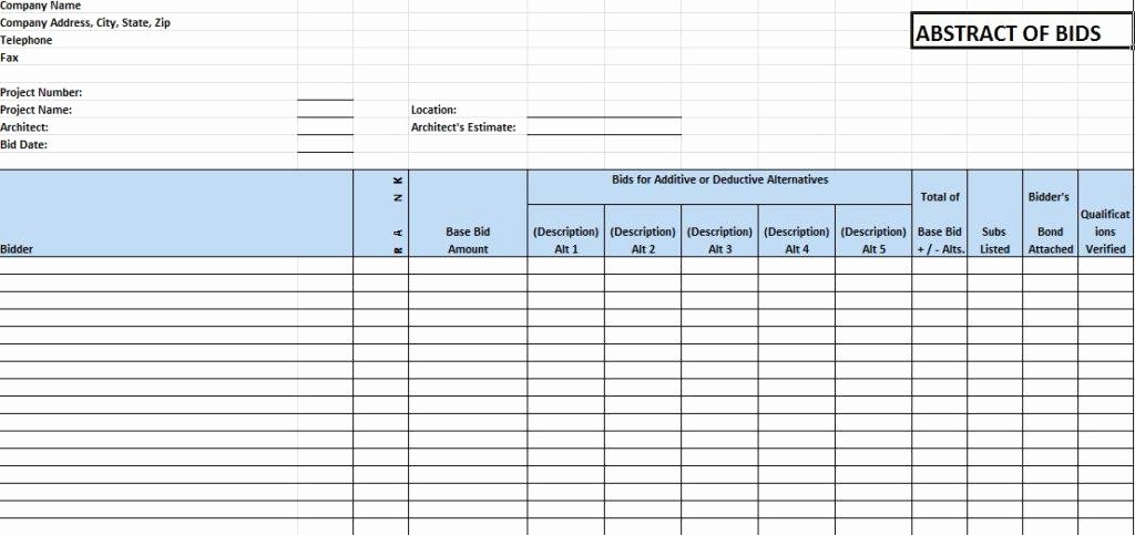 Construction Bid form Template Awesome Construction Bid Template Archives