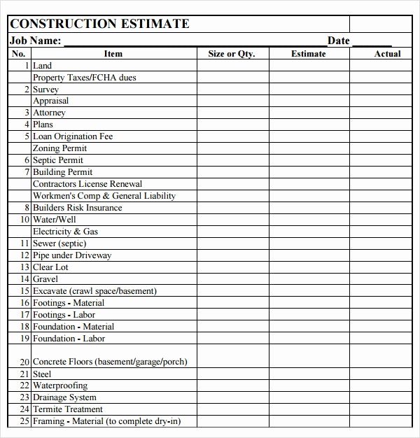 Construction Bid form Template Awesome Free 8 Sample Estimate Templates In Pdf