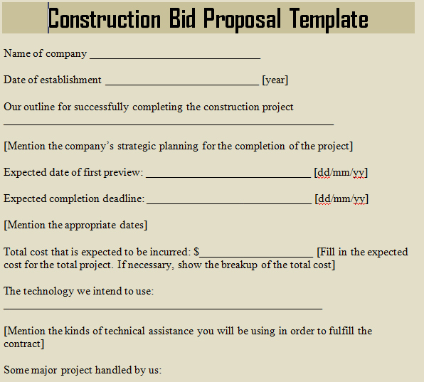 Construction Bid form Template Awesome How to Write A Bid Proposal for Cleaning