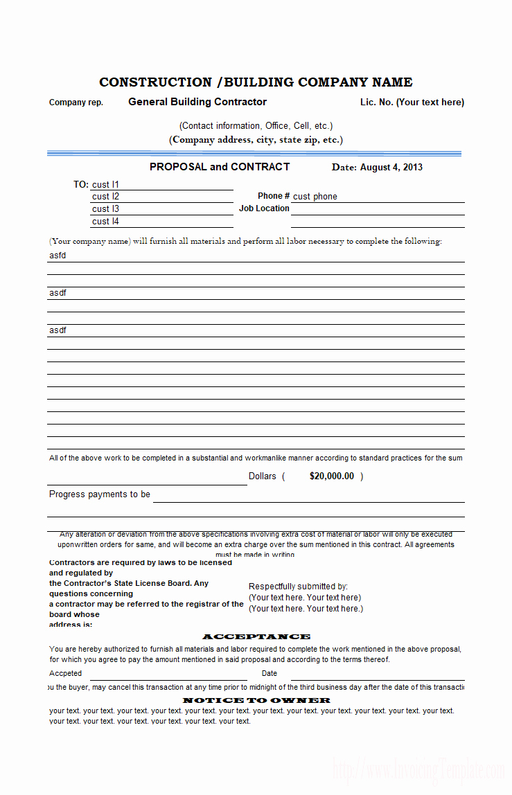 Construction Bid form Template Lovely Construction Job November 2016